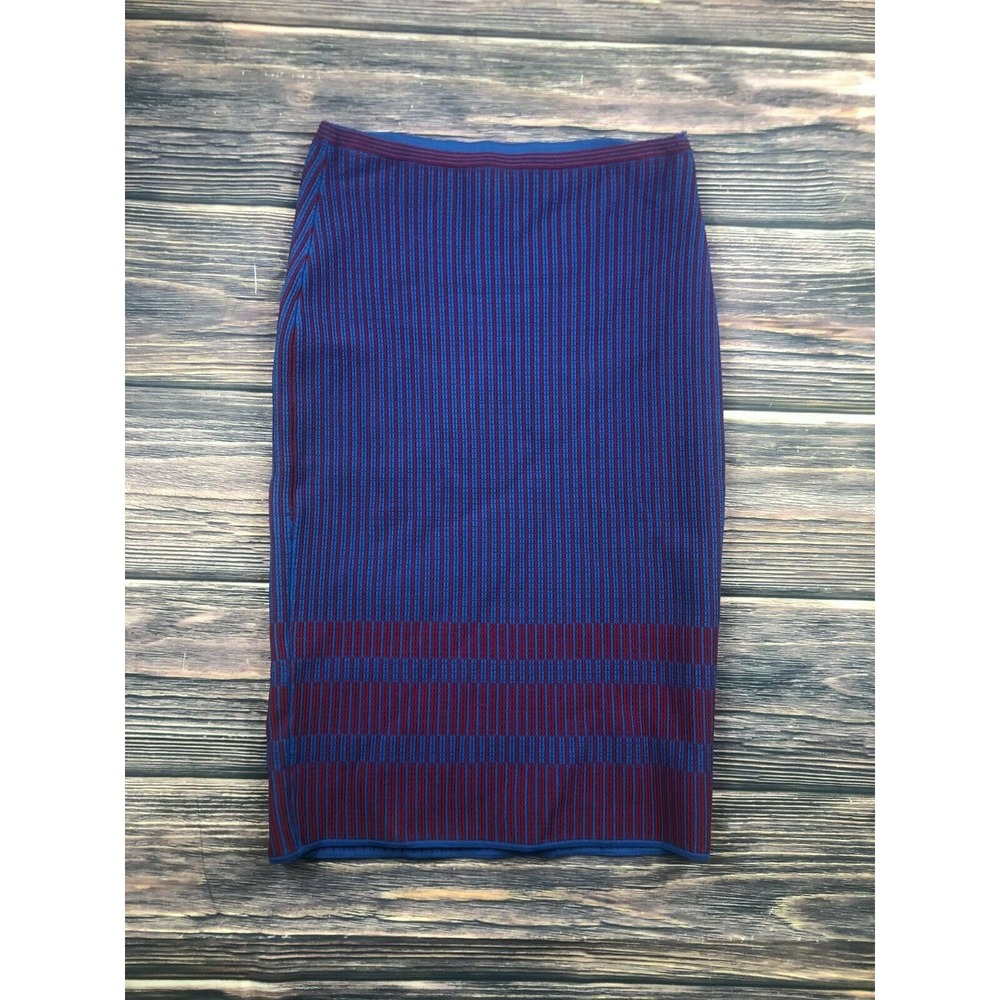 Diane Von Furstenberg Womensā Blue Red Midi Skirt 26W Striped
